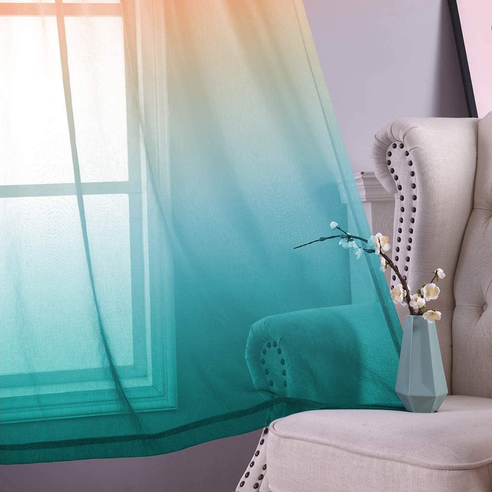 1.32x2.14M Multiple Installation Ways Semi Sheer Curtains Home Decorations for Bedroom Living Room Set of 2 Drape Panels Style 3