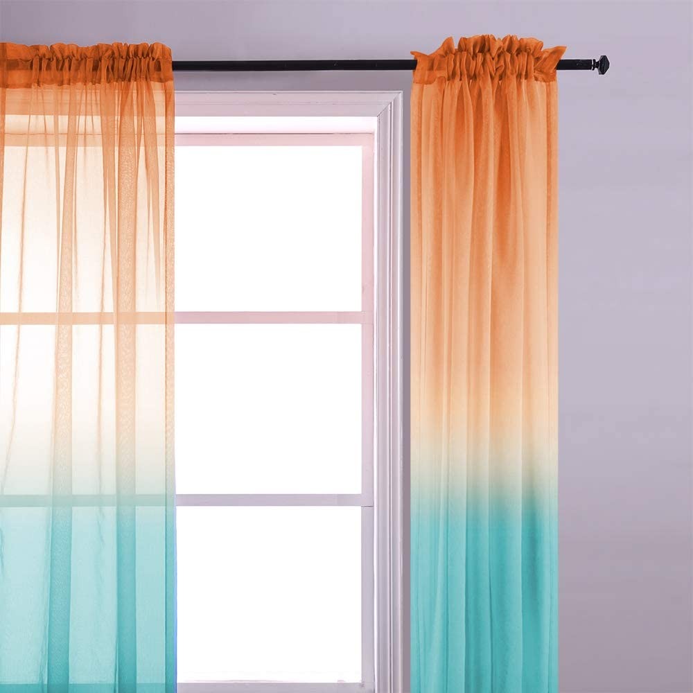 1.32x2.14M Multiple Installation Ways Semi Sheer Curtains Home Decorations for Bedroom Living Room Set of 2 Drape Panels Style 3
