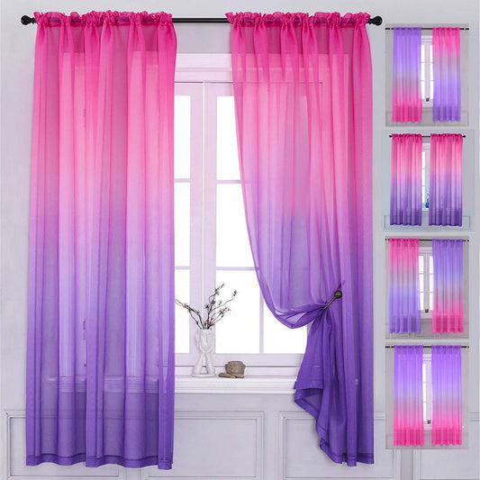 1.32x2.14M Multiple Installation Ways Semi Sheer Curtains Home Decorations for Bedroom Living Room Set of 2 Drape Panels Style 4