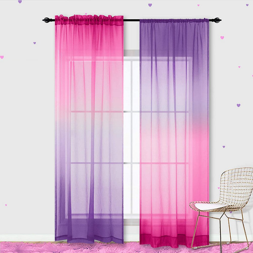 1.32x2.14M Multiple Installation Ways Semi Sheer Curtains Home Decorations for Bedroom Living Room Set of 2 Drape Panels Style 4