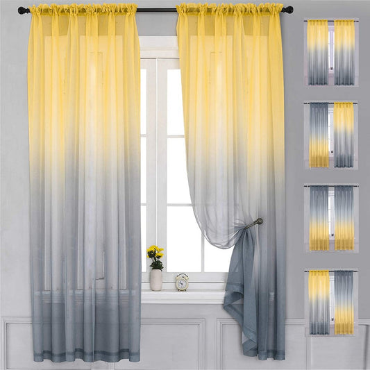 1.32x2.14M Multiple Installation Ways Semi Sheer Curtains Home Decorations for Bedroom Living Room Set of 2 Drape Panels Style 5