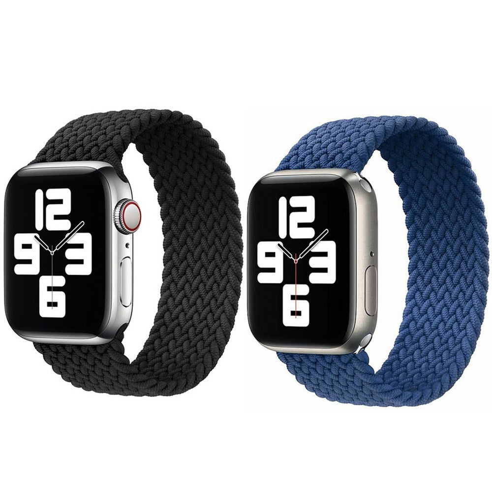 2 X 160mm Nylon Braided Watch Band Solo Loop Strap for iwatch Compatible with Apple Watch 42mm 44mm Black Blue