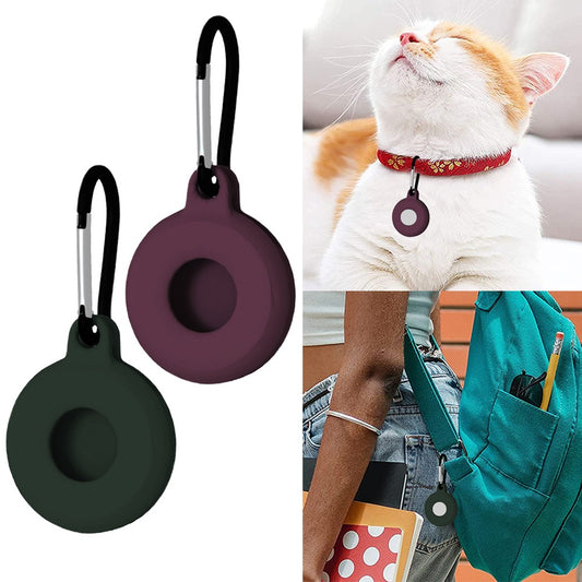 2 X Silicone Case Anti-Scratch Protective Cover with Keychain for Apple AirTag Finder Accessories for Airtags Army Green Wine Red