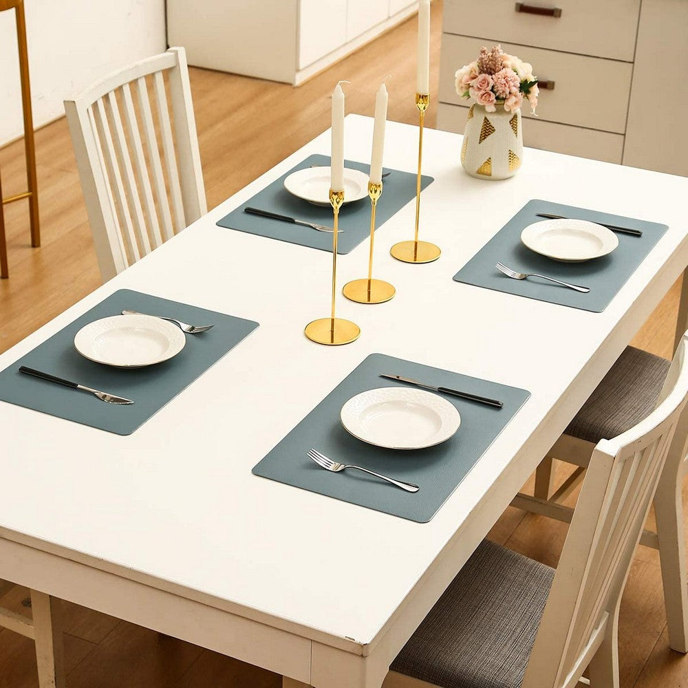 4Pcs Rectangle PVC PU Leather Place Mats Heat Insulation Placemats Stylish Tablemats for Kitchen Home Dining Room Dinner Table Hotel Feast
