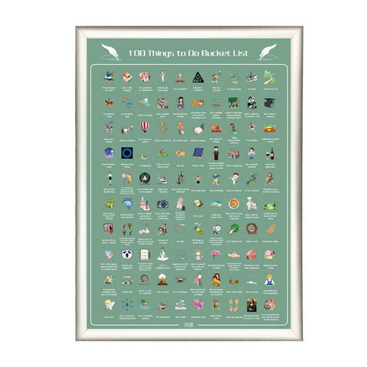 Scratch Off Poster 100 Things To Do Bucket List Home Decor Wall Poster Green