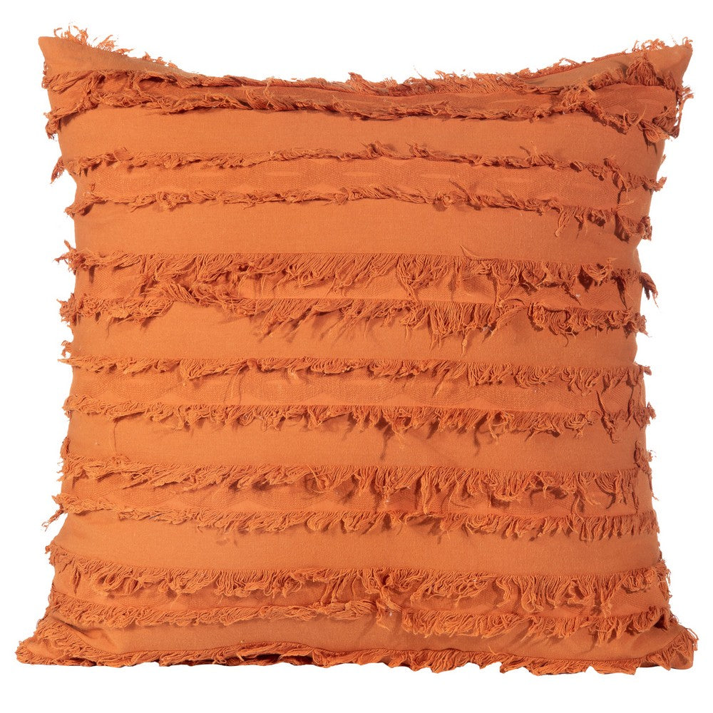 4PCS 45 x 45CM Home Decorative Tassels Design Boho Throw Pillow Cases Cotton Linen Striped Cushion Covers for Sofa Couch Living Room Bedroom Orange