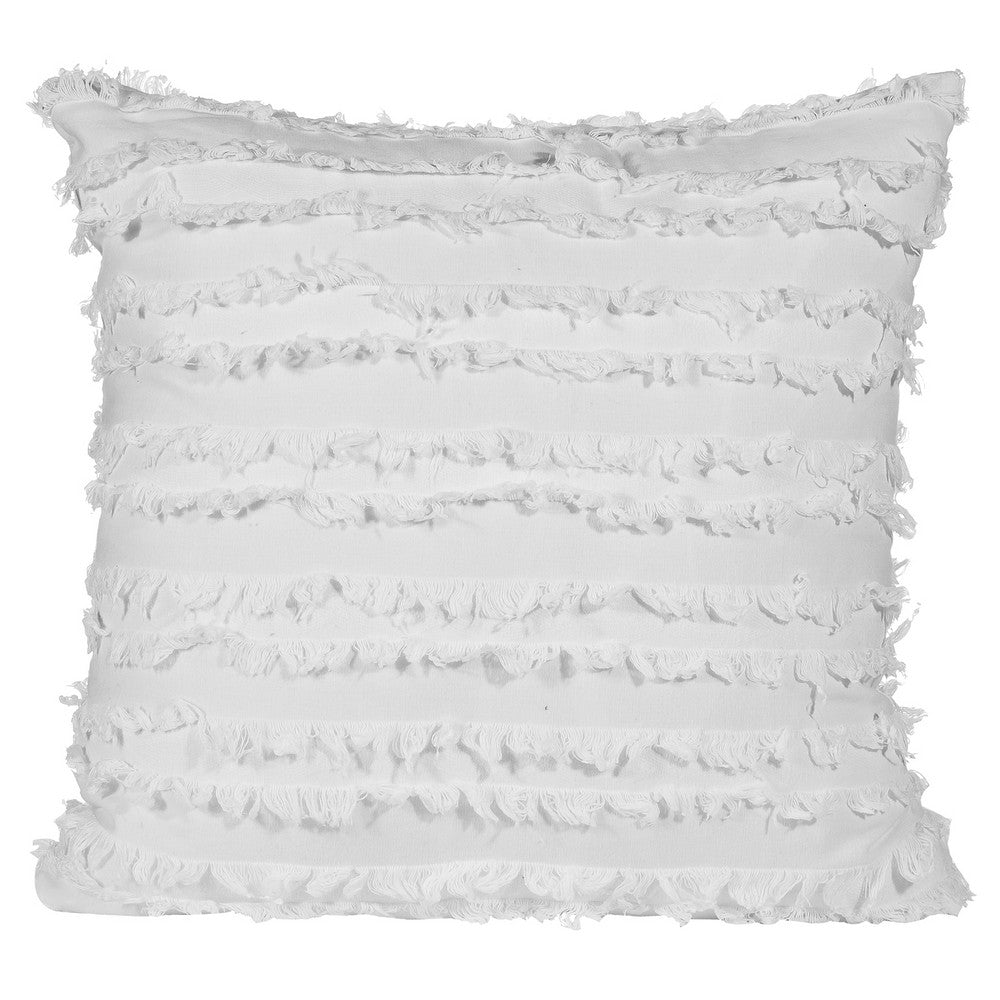 4PCS 45 x 45CM Home Decorative Tassels Design Boho Throw Pillow Cases Cotton Linen Striped Cushion Covers for Sofa Couch Living Room Bedroom White