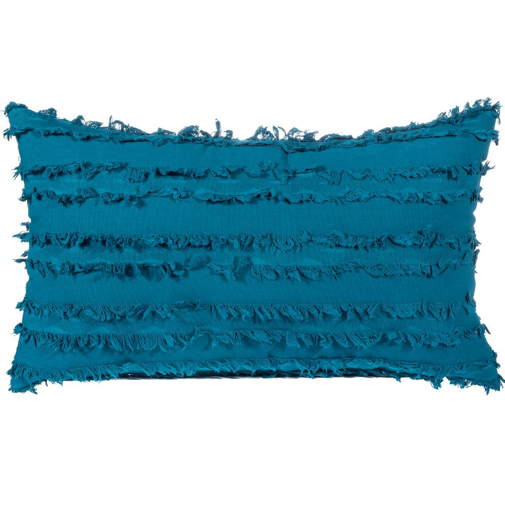 4PCS 30 x 50CM Home Decorative Tassels Design Boho Throw Pillow Cases Cotton Linen Striped Cushion Covers for Sofa Couch Living Room Bedroom Blue