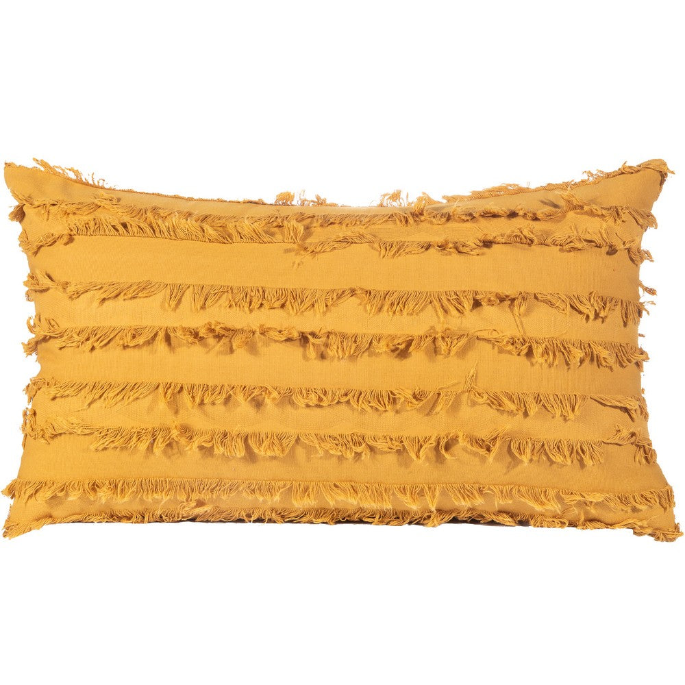 2PCS 30 x 50CM Home Decorative Tassels Design Boho Throw Pillow Cases Cotton Linen Striped Cushion Covers for Sofa Couch Living Room Bedroom Yellow