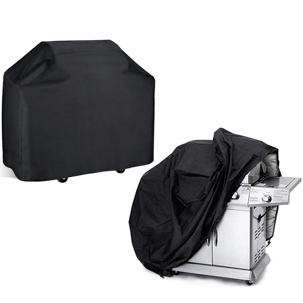 170x61x117cm Weather Resistant 210T Polyester Silver Coating Cover Outdoor Grill BBQ Cover Fire Pit Cover UV Protector BBQ Gas Grill Cover Barbecue Accessories Black