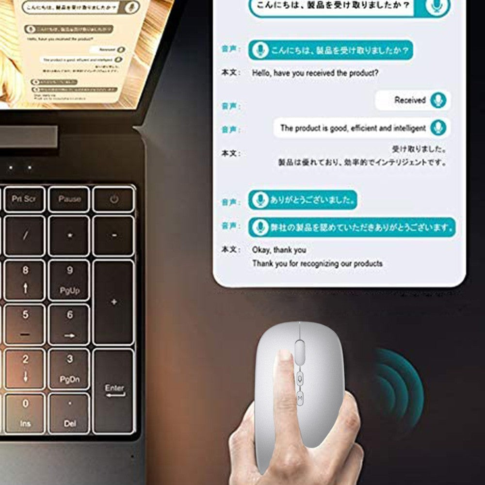 2 X Rechargeable AI Smart Voice Typing Mouse Portable Wireless Translator Mice Voice Mouse Translating up to 28 Languages for Copywriting Laptop Mac OS system Windows system