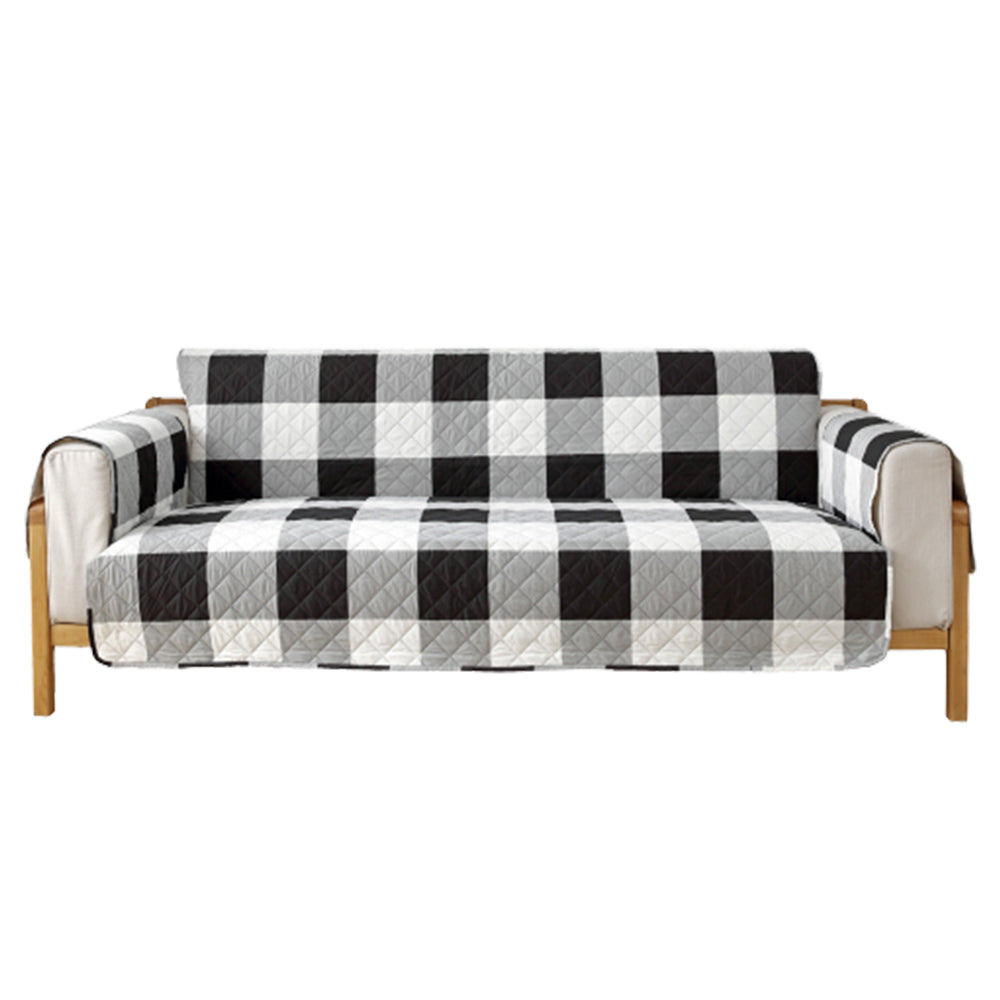 Classic Lattice Quilted Couch Sofa Cover Slipcover Living Room Home Decoration Black 3 Seater Sofa