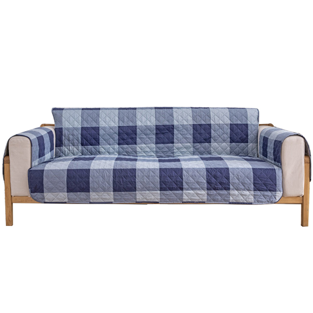 Classic Lattice Quilted Couch Sofa Cover Slipcover Living Room Home Decoration Blue 1 Seater Sofa