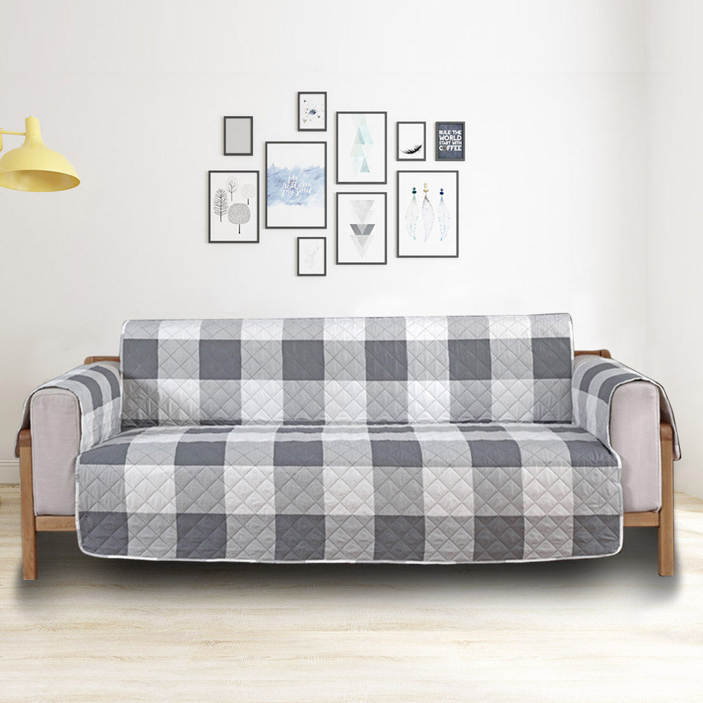 Classic Lattice Quilted Couch Sofa Cover Slipcover Living Room Home Decoration Grey 1 Seater Sofa