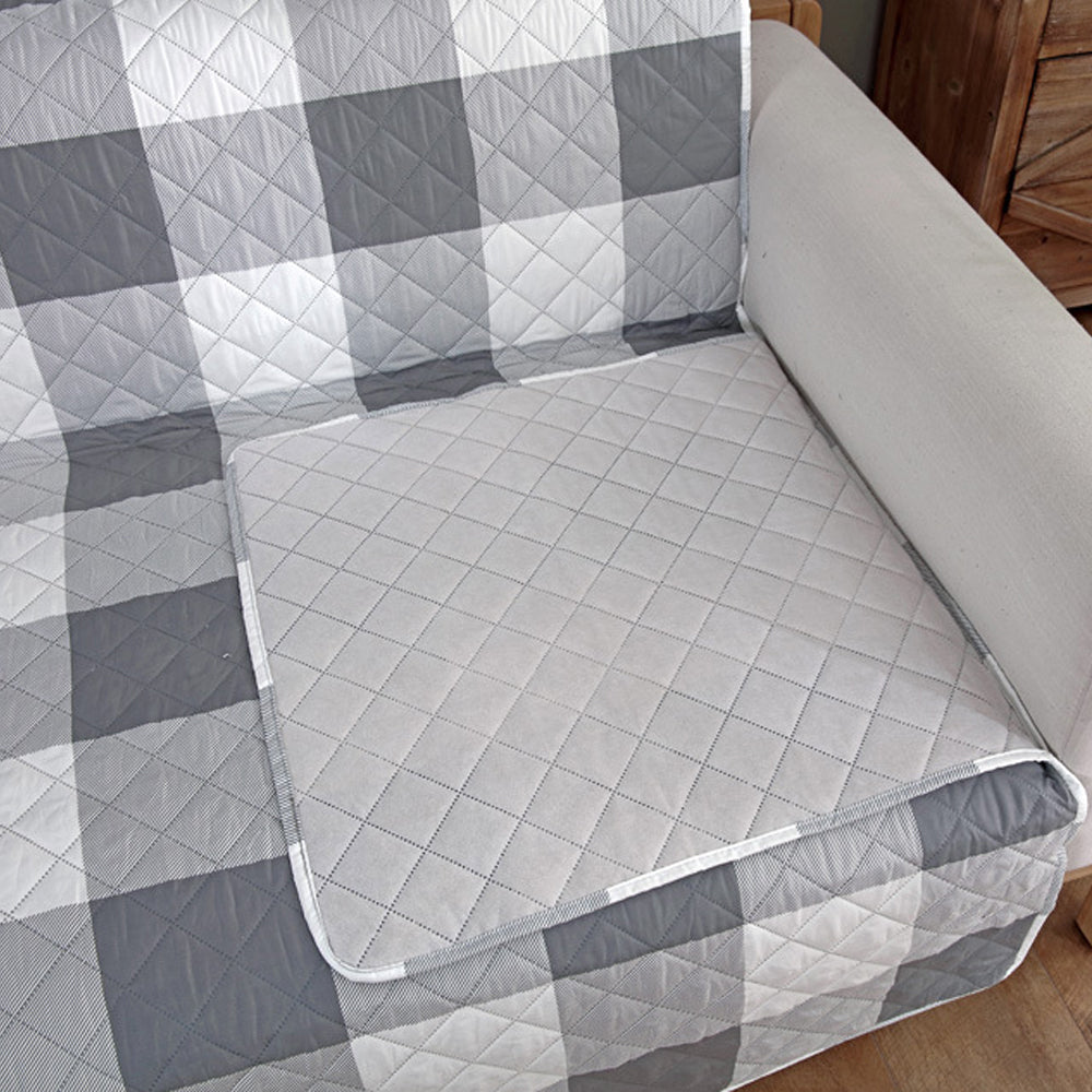 Classic Lattice Quilted Couch Sofa Cover Slipcover Living Room Home Decoration Grey 1 Seater Sofa