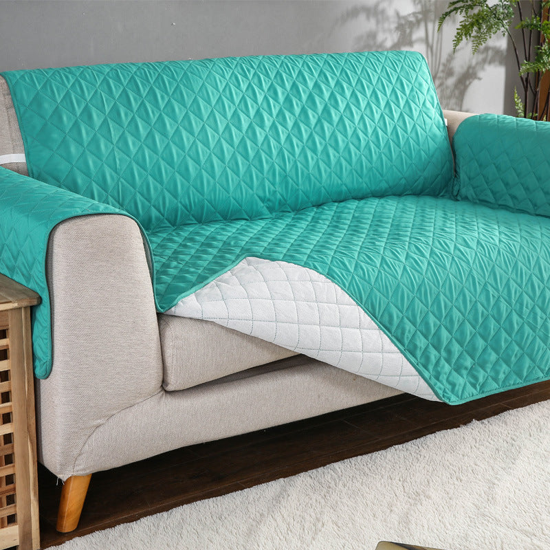 Quilted Leather Couch Sofa Cover Living Room Sofa Protector Slipcover Home Decoration Green for 1 Seater Sofa