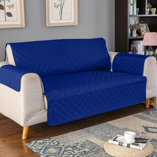 Quilted Leather Couch Sofa Cover Living Room Sofa Protector Slipcover Home Decoration Blue for 1 Seater Sofa