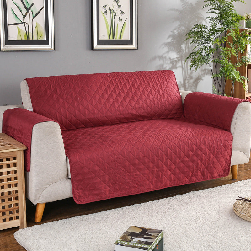 Quilted Leather Couch Sofa Cover Living Room Sofa Protector Slipcover Home Decoration Red for 3 Seater Sofa