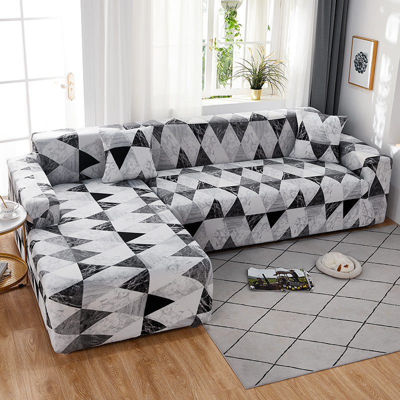 Geometric Pattern Elastic Soft Sofa Cover Stretch Slipcover Sofa Protector Cover Style 1 for 4 Seater Sofa