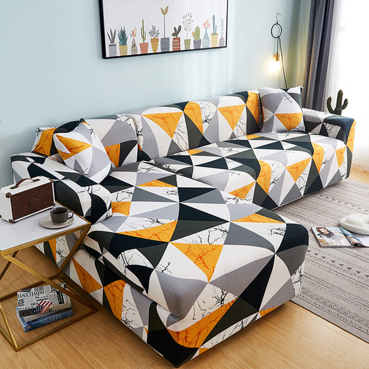 Geometric Pattern Elastic Soft Sofa Cover Stretch Slipcover Sofa Protector Cover Style 4 for 4 Seater Sofa