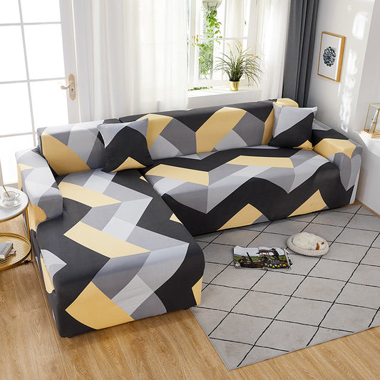 Geometric Pattern Elastic Soft Sofa Cover Stretch Slipcover Sofa Protector Cover Style 2 for 3 Seater Sofa