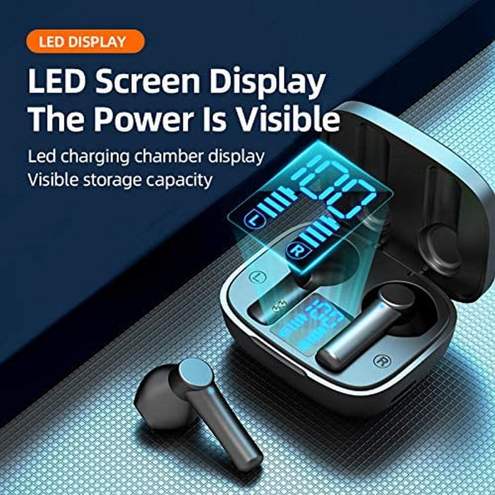 LB-8 Wireless Earbuds Bluetooth 5.0 Headphones Hi-Fi Stereo Touch Control TWS Headset with LED Power Display Charging Case Black
