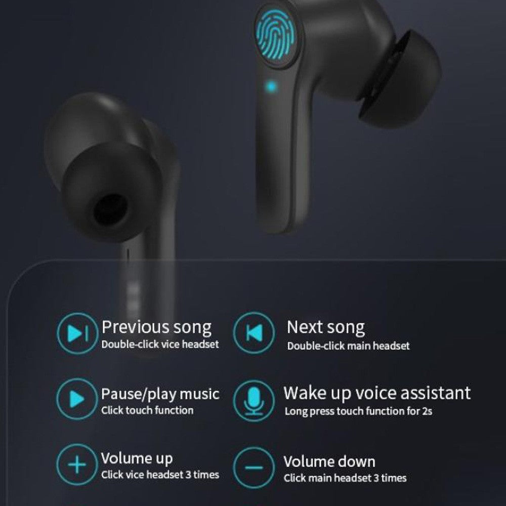 B11 Wireless Earbuds Bluetooth 5.0 Headphones Hi-Fi Stereo Touch Control TWS Headset with LED Power Display Charging Case Black