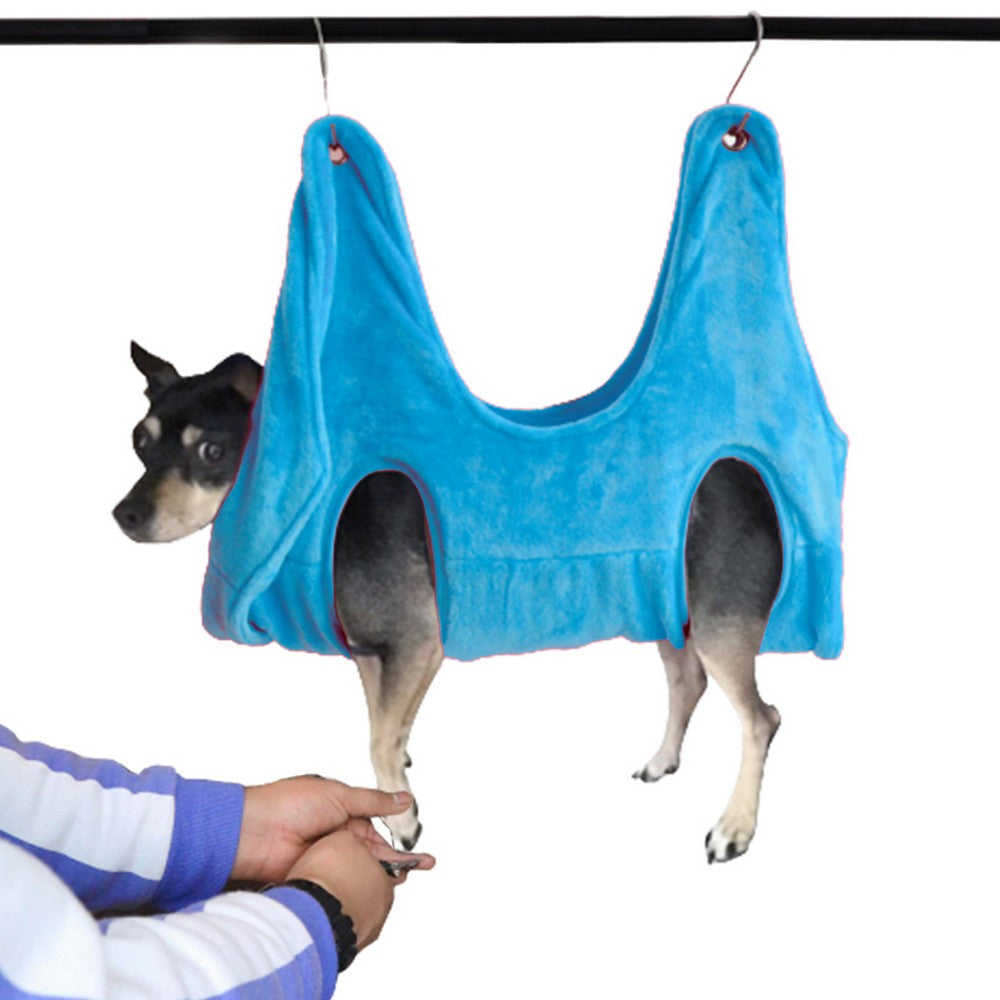 Medium Pet Grooming Hammock Bathing Drying Towel Nail Trimming Scratching Restraint Hammock for Dog and Cat with 2 Hooks
