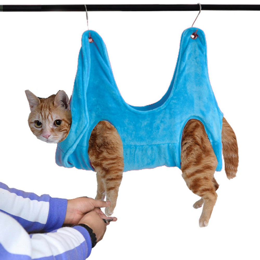 Large Pet Grooming Hammock Bathing Drying Towel Nail Trimming Scratching Restraint Hammock for Dog and Cat with 2 Hooks