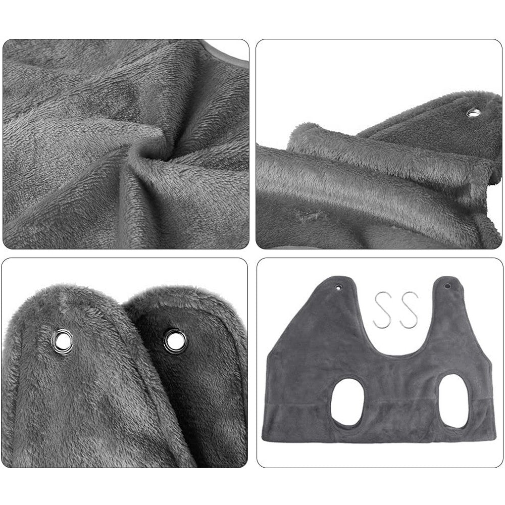 Medium Pet Grooming Hammock Bathing Drying Towel Nail Trimming Scratching Restraint Hammock for Dog and Cat with 2 Hooks Grey