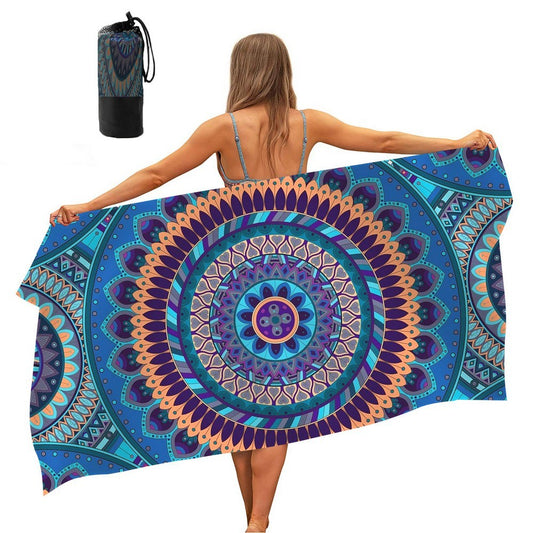 80x160cm Quick Dry Beach Towel Sand Free Beach Mat with Storage Bag Style 2
