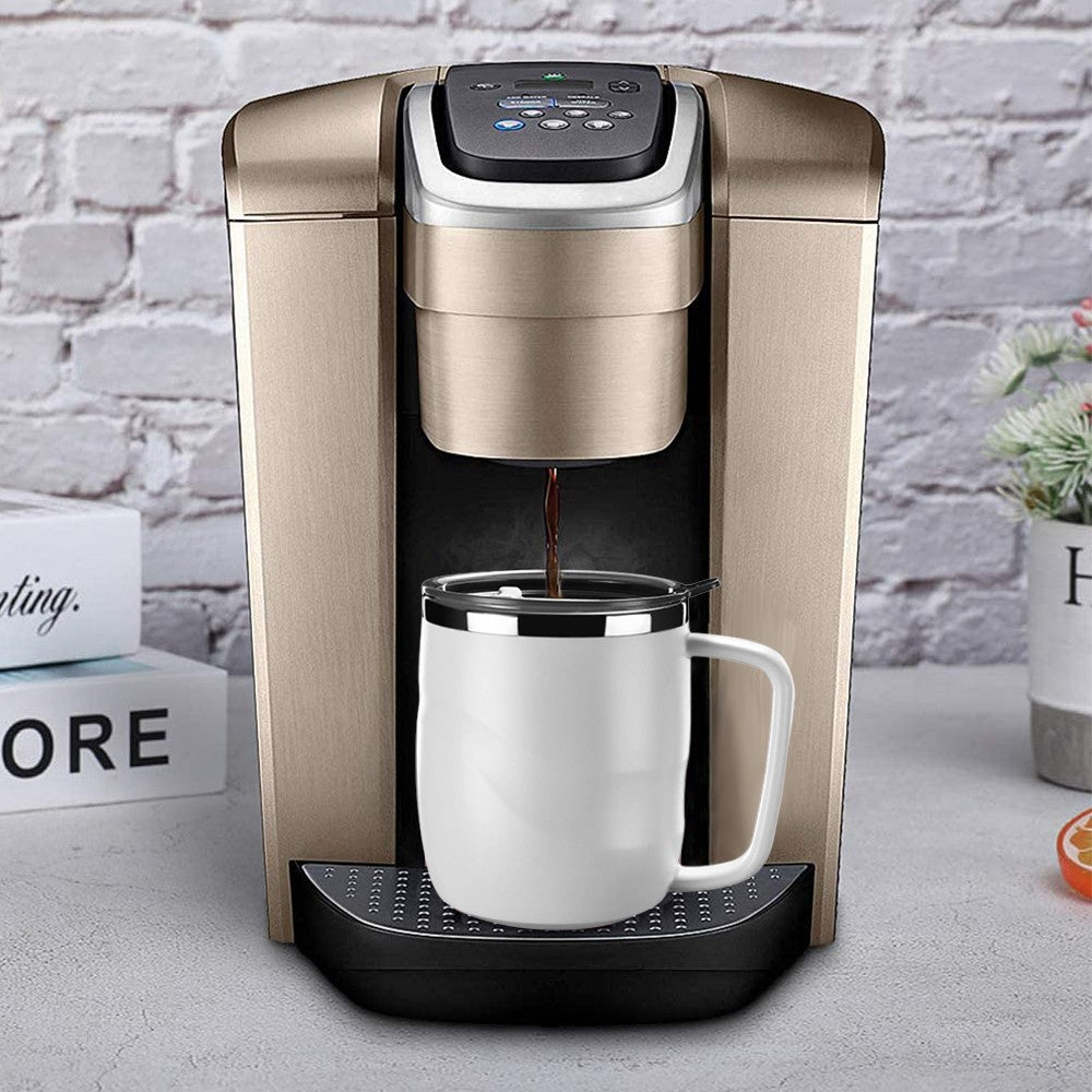 2X Blue White Stainless Steel Coffee Mug Coffee Drinking Cup with Lid