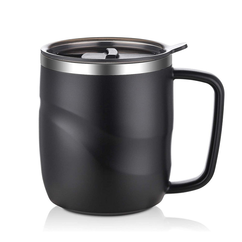 2X Black Blue Stainless Steel Coffee Mug Coffee Drinking Cup with Lid