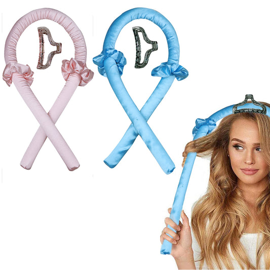 2 X Pink Light Blue Heatless Hair Curler Sponge Roller Foam Stick with Clip