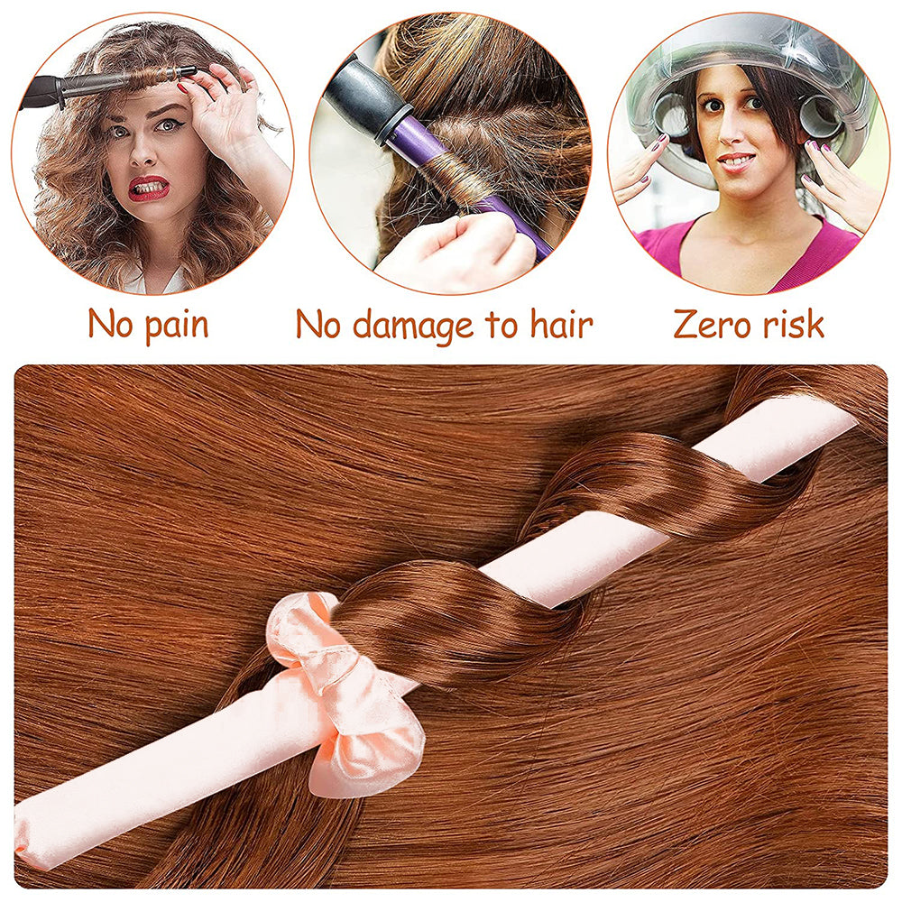 2 X Pink Light Blue Heatless Hair Curler Sponge Roller Foam Stick with Clip