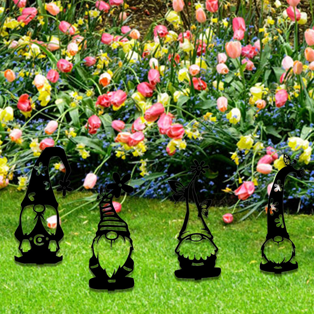 7Pcs Faceless Gnome and Little Kids Garden Stakes Hollow Out Garden Stakes Yard Outdoor Decor