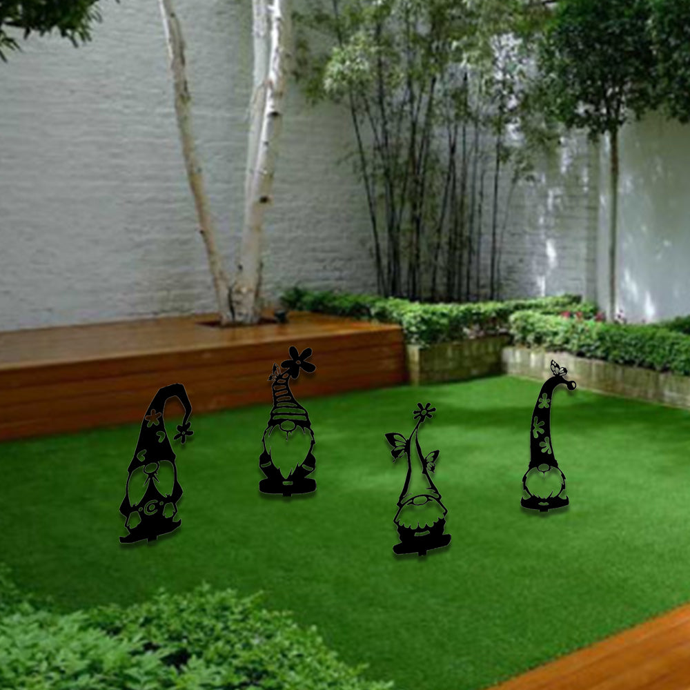 7Pcs Faceless Gnome and Little Kids Garden Stakes Hollow Out Garden Stakes Yard Outdoor Decor