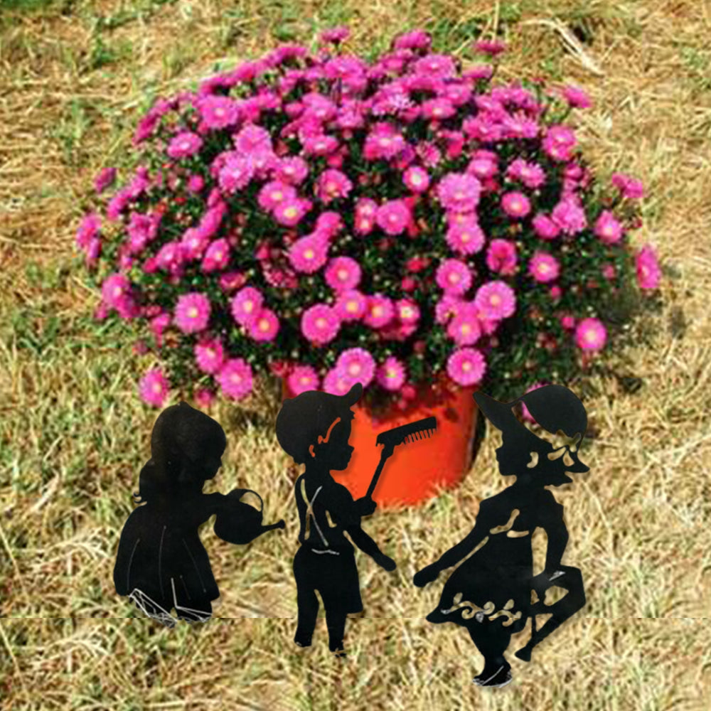 7Pcs Faceless Gnome and Little Kids Garden Stakes Hollow Out Garden Stakes Yard Outdoor Decor