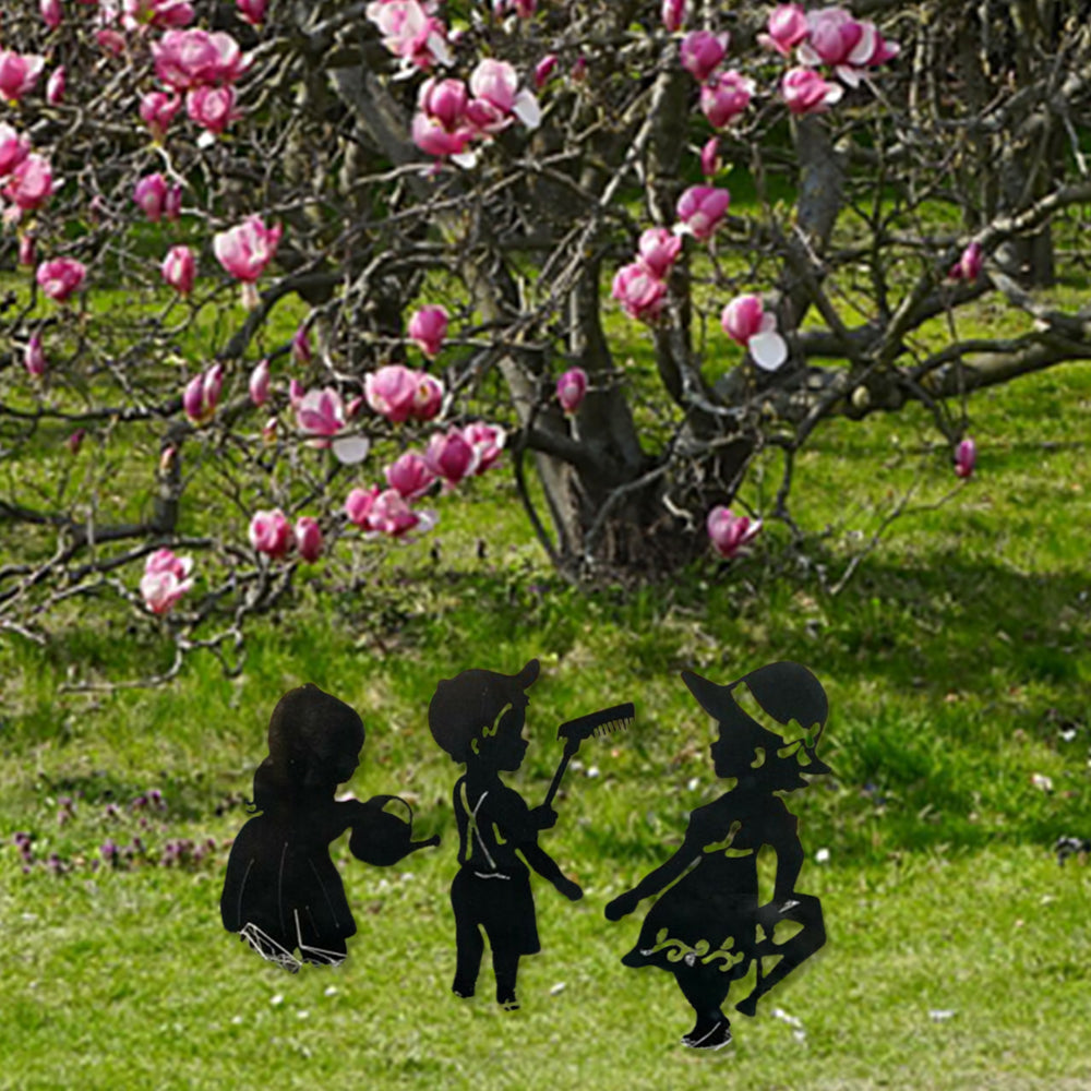 7Pcs Faceless Gnome and Little Kids Garden Stakes Hollow Out Garden Stakes Yard Outdoor Decor