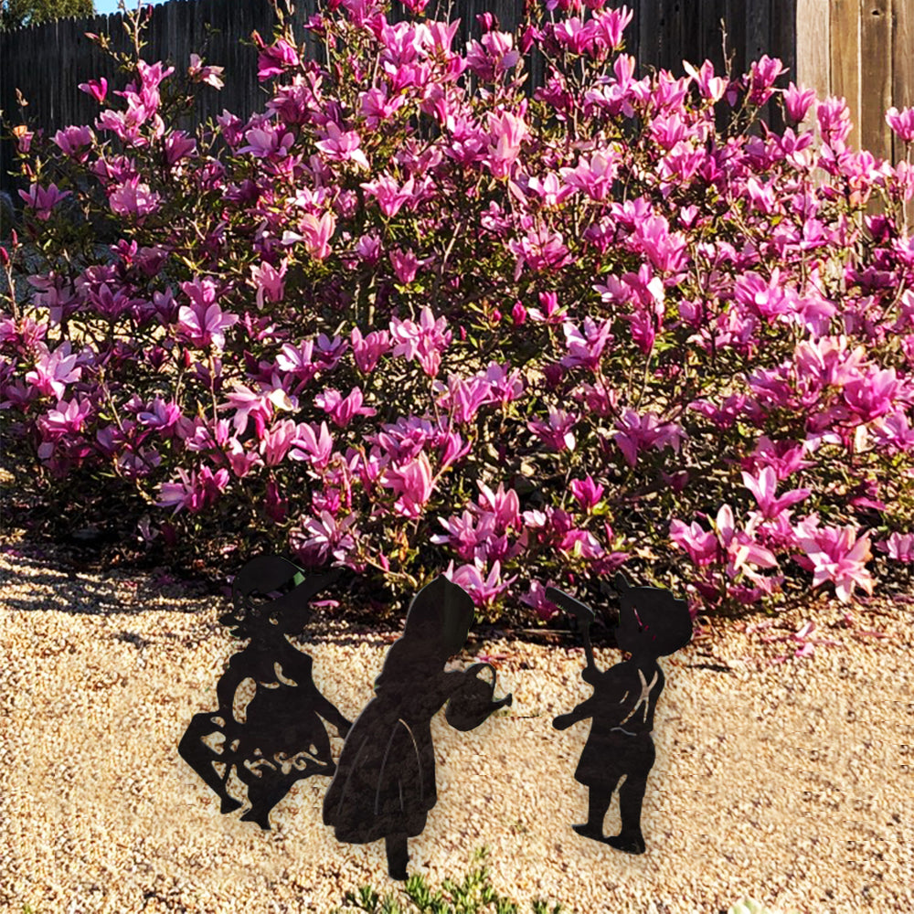 7Pcs Faceless Gnome and Little Kids Garden Stakes Hollow Out Garden Stakes Yard Outdoor Decor