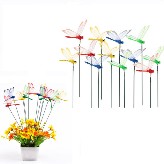 20Pcs 4 Colours Dragonfly Garden Stakes Colorful Dragonfly Stakes Indoor Outdoor Decoration Yard Stakes Decor