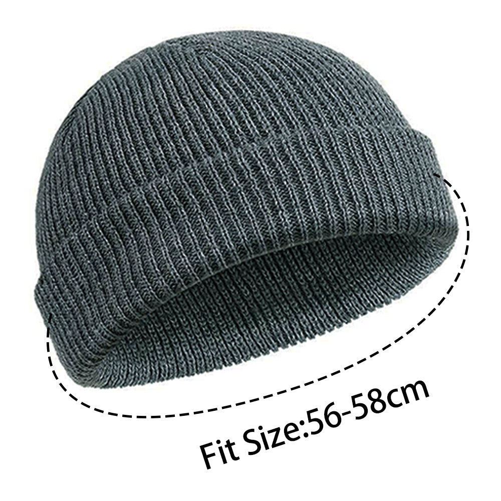 4 Pieces Royal Blue Navy Black Grey Unisex Beanie Roll up Edge Hat Skullcap Beanie Winter Warm Head Hat