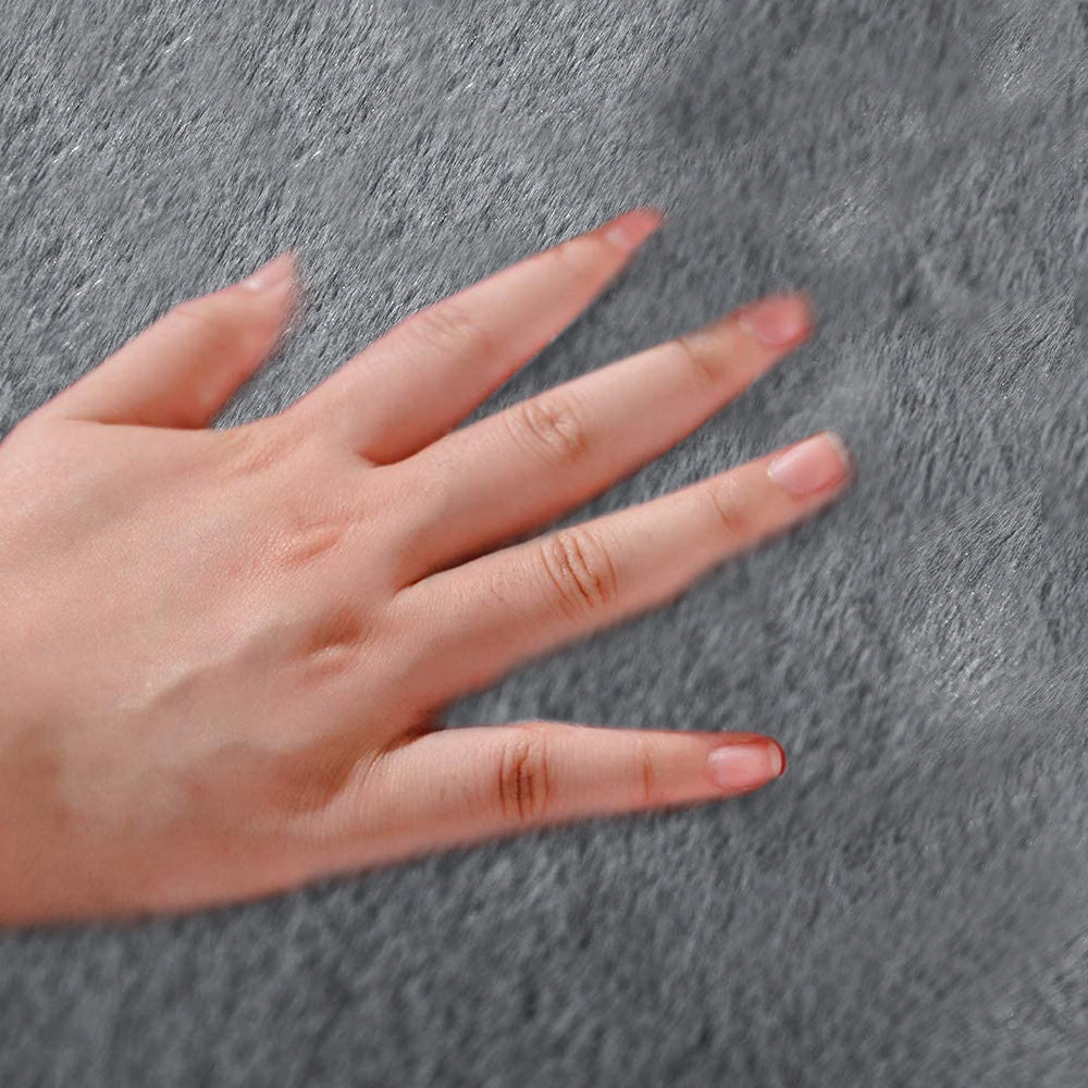 Grey 50x80cm Floor Rug Ultra Soft Faux Fur Throw Rug Chair Ground Mat Couch Pad Area Rugs Bedside Carpet Mat for Bedroom Living Room