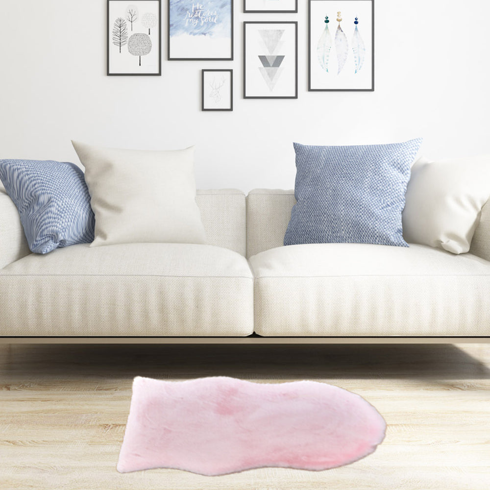 Pink 50x80cm Floor Rug Ultra Soft Faux Fur Throw Rug Chair Ground Mat Couch Pad Area Rugs Bedside Carpet Mat for Bedroom Living Room