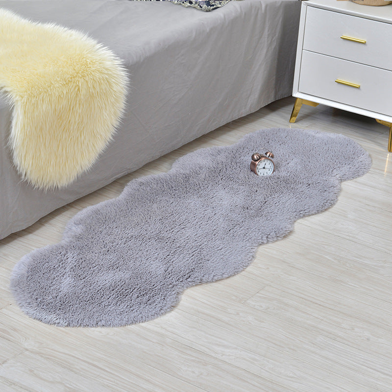 Grey 60x90cm Floor Rug Ultra Soft Faux Fur Throw Rug Chair Ground Mat Couch Pad Area Rugs Bedside Carpet Mat for Bedroom Living Room