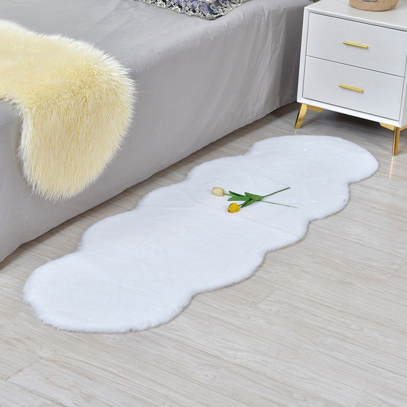 White 60x90cm Floor Rug Ultra Soft Faux Fur Throw Rug Chair Ground Mat Couch Pad Area Rugs Bedside Carpet Mat for Bedroom Living Room