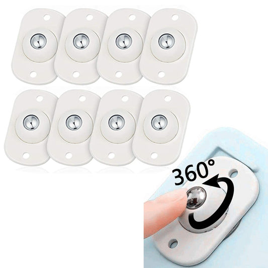 8Pcs Self Adhesive Caster Wheels Stainless Steel Ball Swivel Wheels 360 Degree Rotation Universal Wheels Sticky Pulley for Bins Storage Box Trash Can
