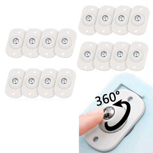 16Pcs Self Adhesive Caster Wheels Stainless Steel Ball Swivel Wheels 360 Degree Rotation Universal Wheels Sticky Pulley for Bins Storage Box Trash Can