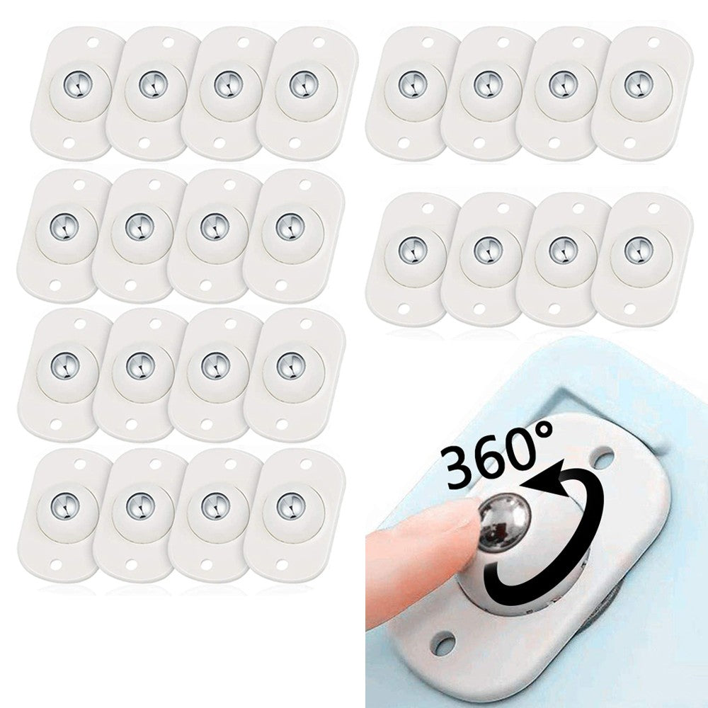 24Pcs Self Adhesive Caster Wheels Stainless Steel Ball Swivel Wheels 360 Degree Rotation Universal Wheels Sticky Pulley for Bins Storage Box Trash Can