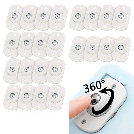 24Pcs Self Adhesive Caster Wheels Stainless Steel Ball Swivel Wheels 360 Degree Rotation Universal Wheels Sticky Pulley for Bins Storage Box Trash Can